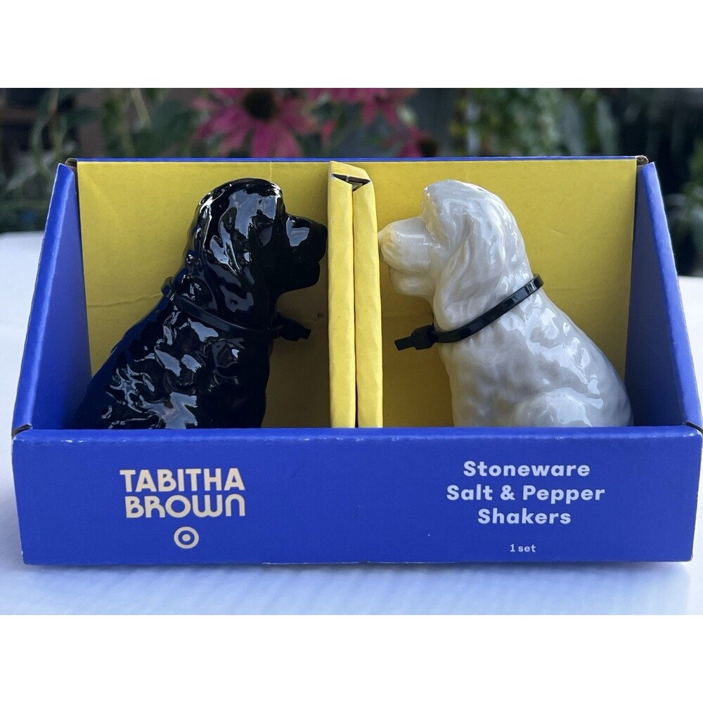 Tabitha Brown Cocker Spaniel Dog Salt Pepper Shakers NEW Black White Set